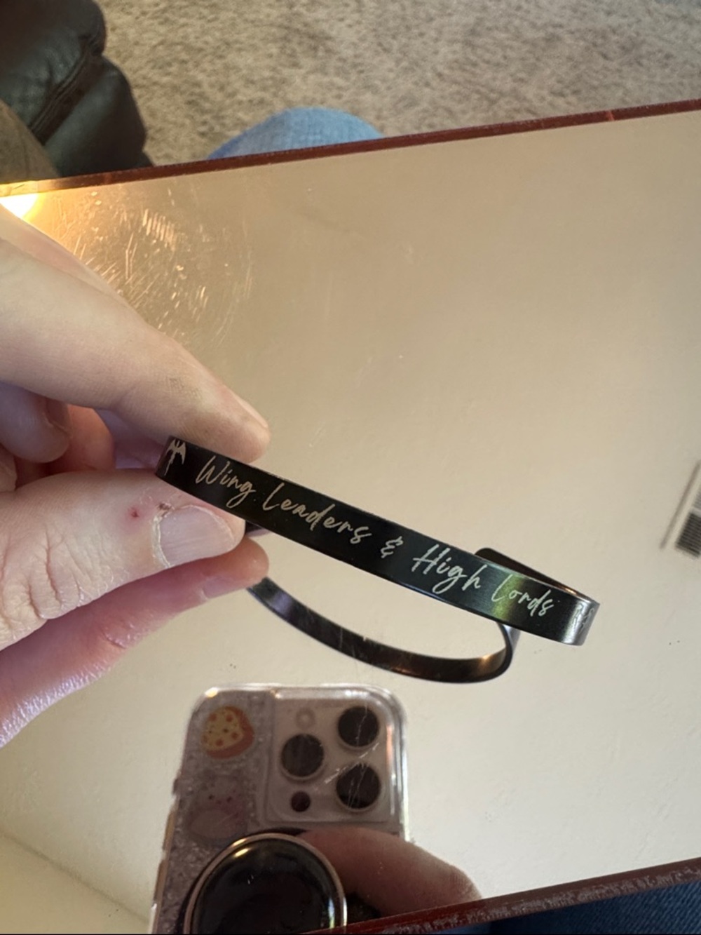 3/$6 🔥 ACOTAR Black Metal Cuff Bracelet with Silver Bookish Quote